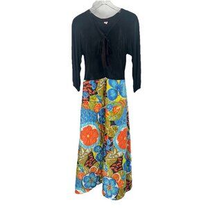 Vtg 70s Quilted Maxi Dress Talon Zipper Sz 12 Sz Medium Prairie Floral Colorful